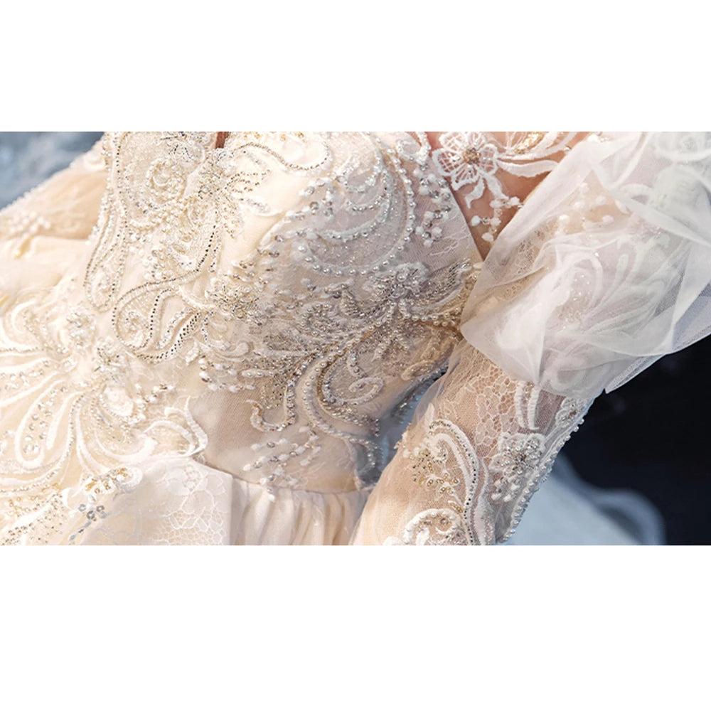 Shiny Pearls Lace Gorgeous Ball Gown