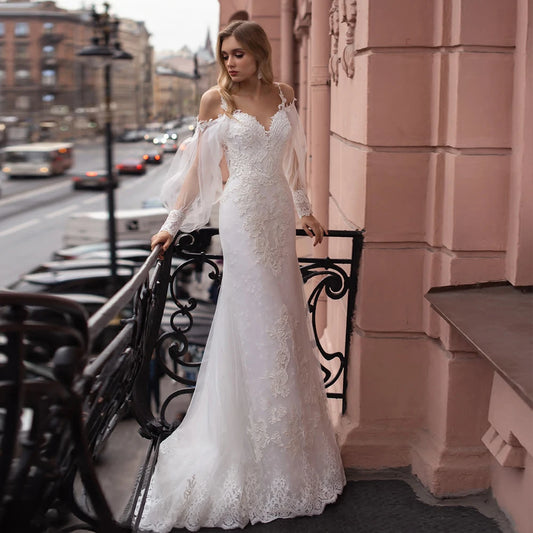 Shoulder Straps Lace Mermaid Wedding Elegant