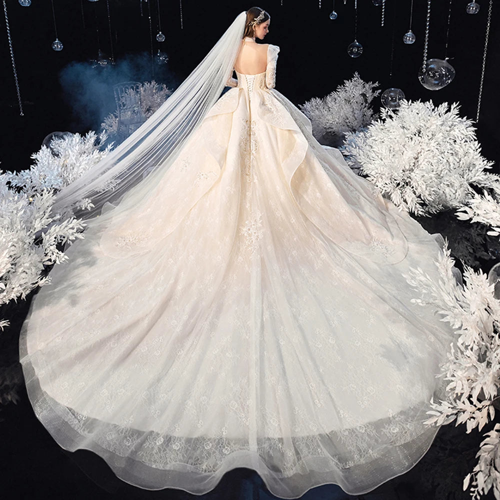 Shiny Pearls Lace Gorgeous Ball Gown