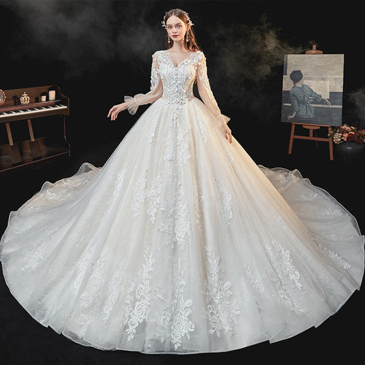 Pearls Sequined Appliques  Ball Gown Wedding Dress