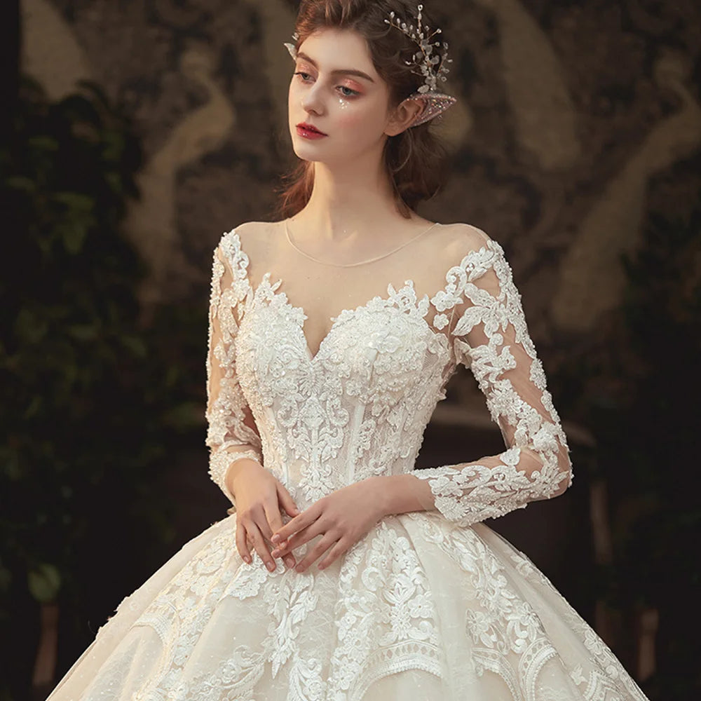 Beading Pearls ball gown dress