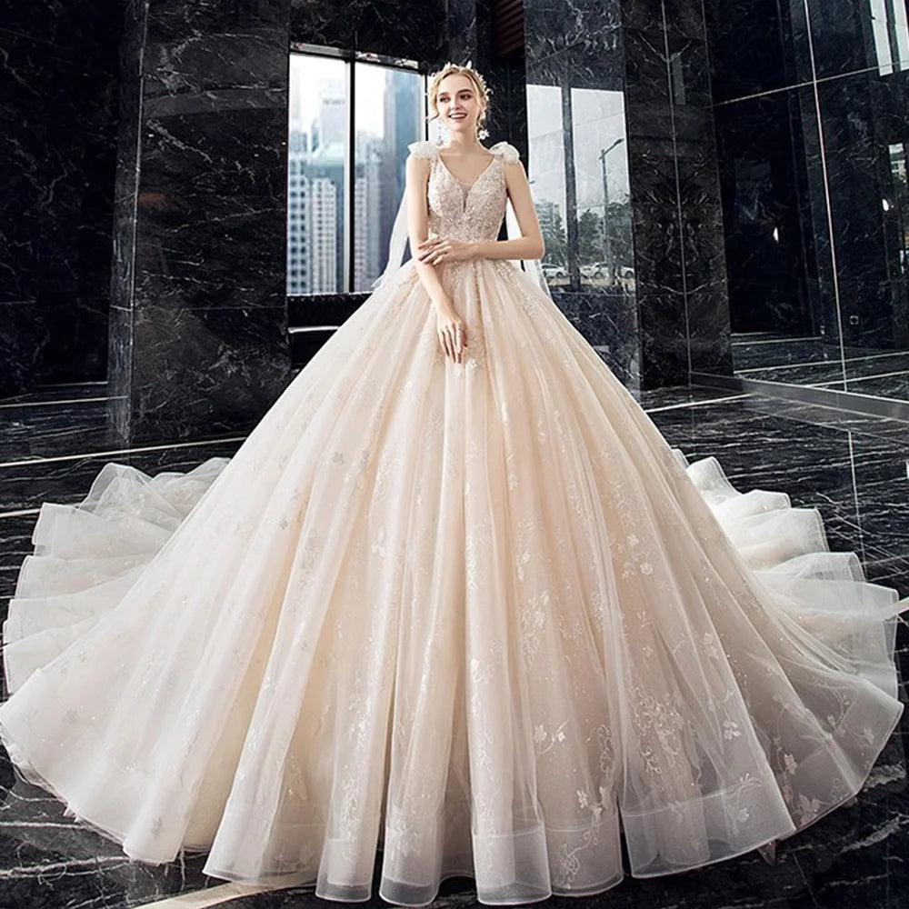 Sparkly Beaded Crystal Shiny Ball Gown