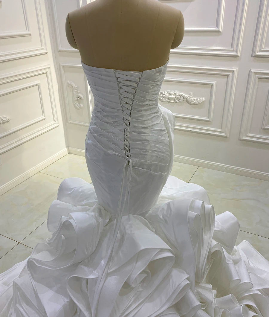 Strapless Pleated Mermaid African Wedding Dress