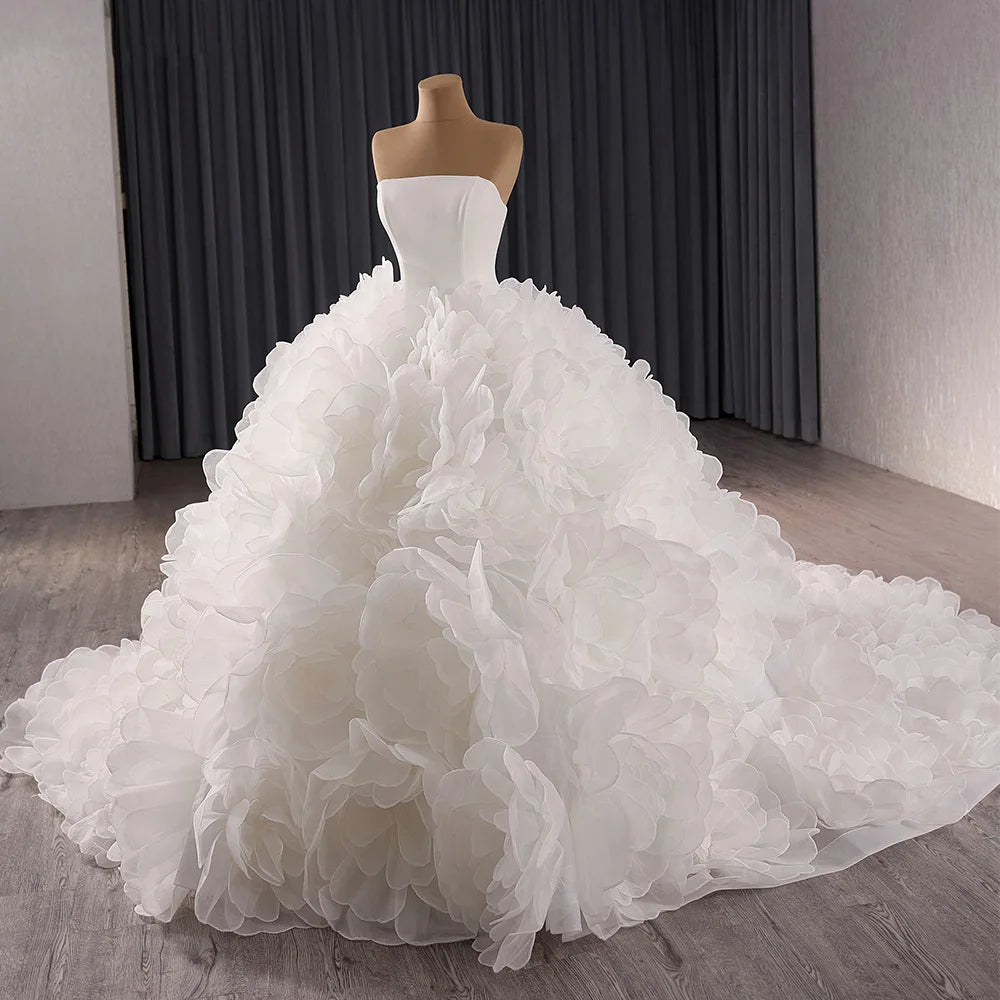 Strapless Bridal Dress Ruffles Wedding Gown