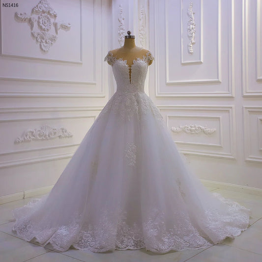 V-neck Sleeveless A-line Wedding Dress