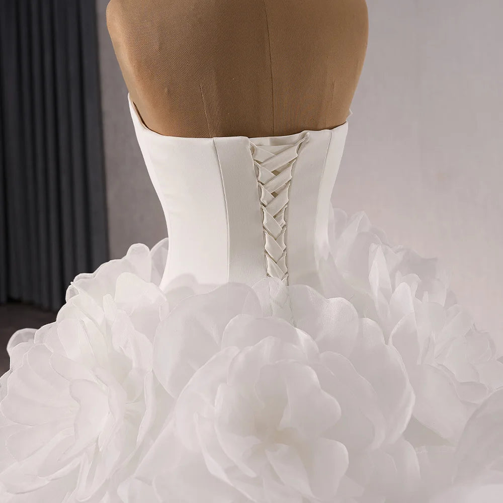 Strapless Bridal Dress Ruffles Wedding Gown