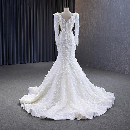 long Tulle Long Sleeve wedding dress
