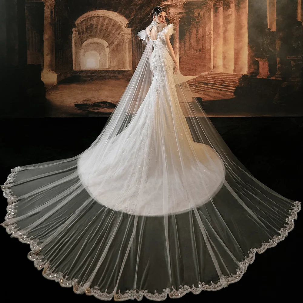 Exquisite Luxury Mermaid High Neck Short wedding gown