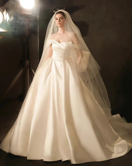 Bow Satin Wedding Dresses