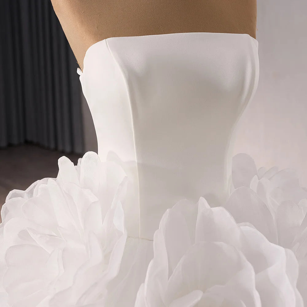 Strapless Bridal Dress Ruffles Wedding Gown