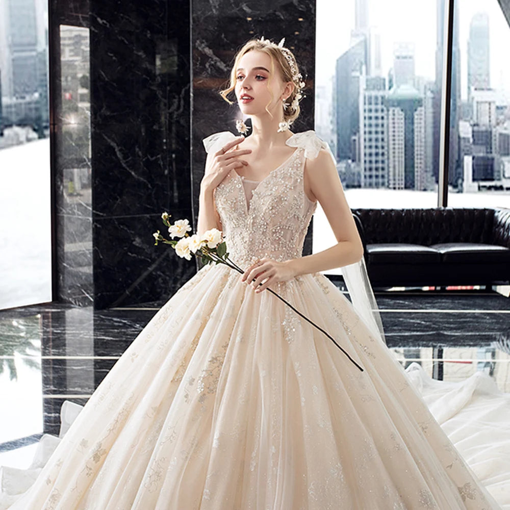 Sparkly Beaded Crystal Shiny Ball Gown