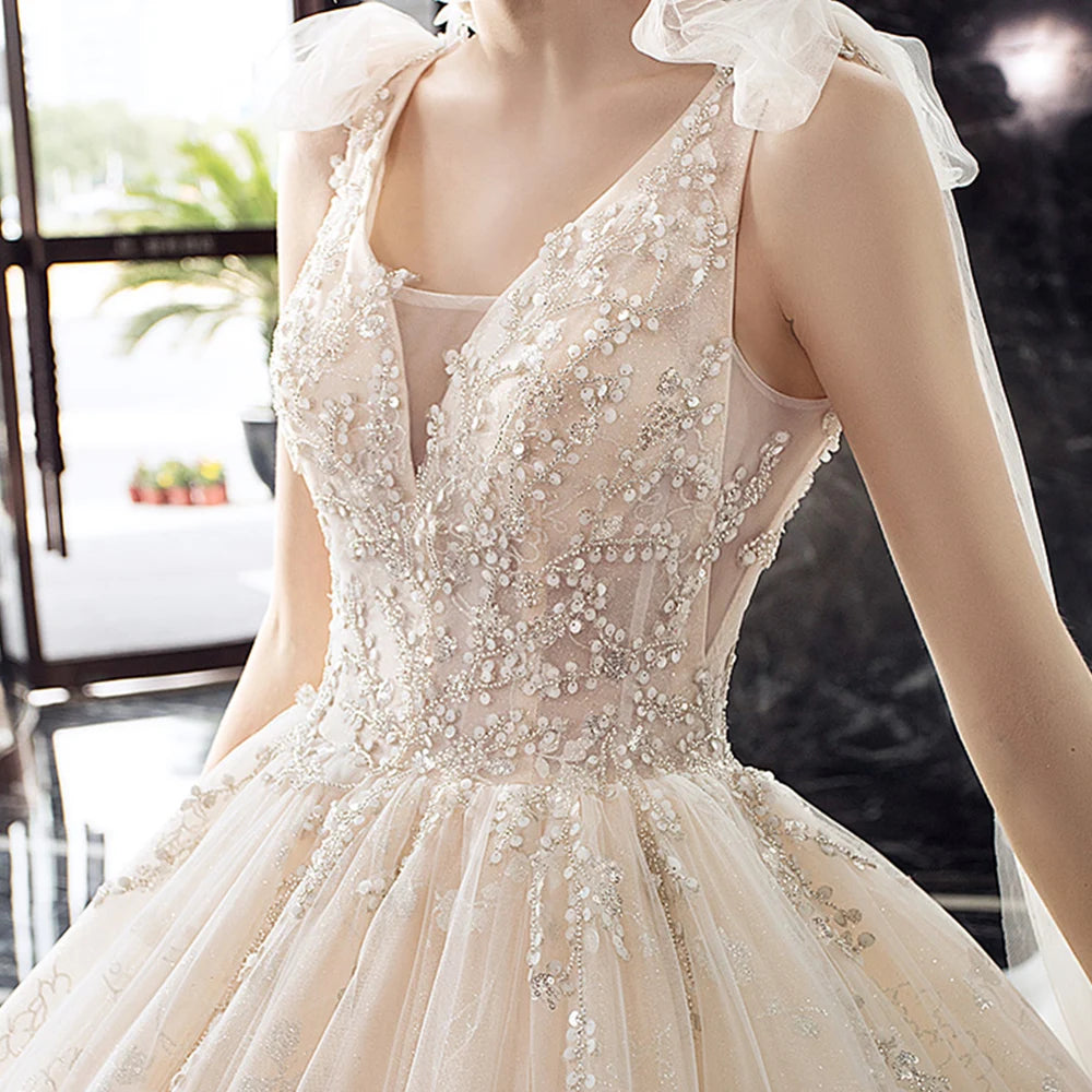 Sparkly Beaded Crystal Shiny Ball Gown
