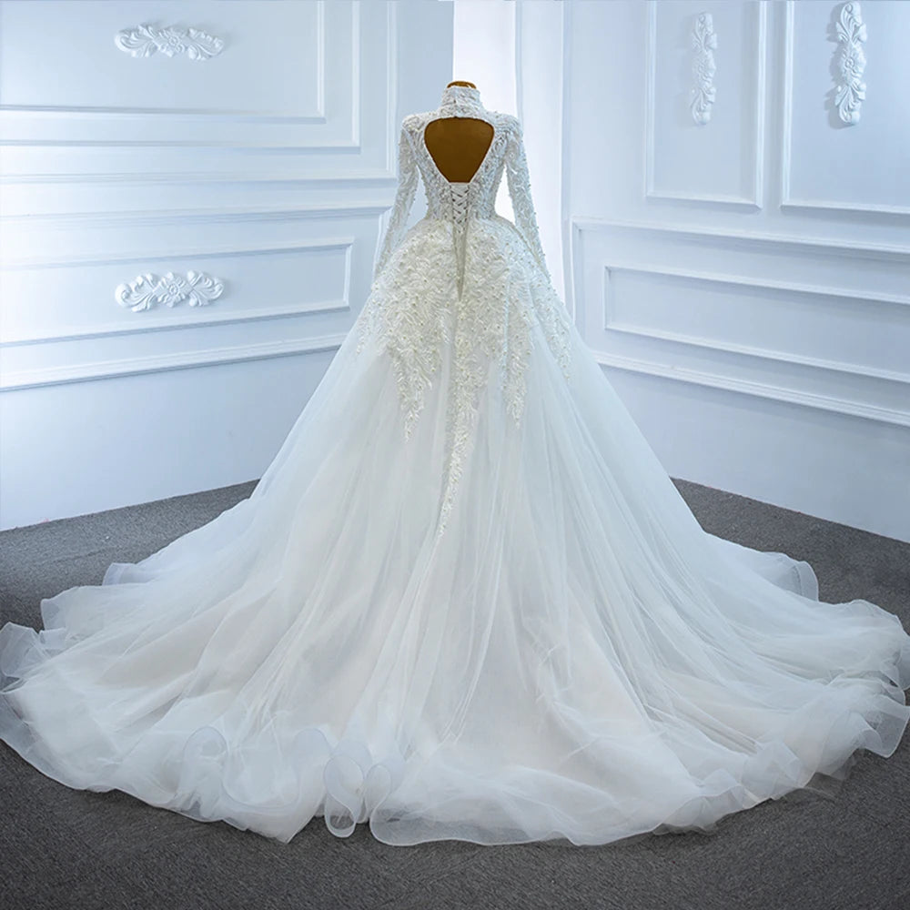 Long-Sleeve Pearls Mermaid Wedding Dresses