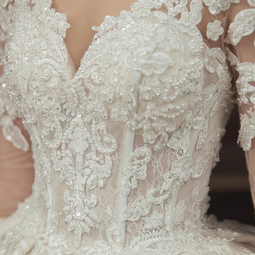 Beading Pearls ball gown dress