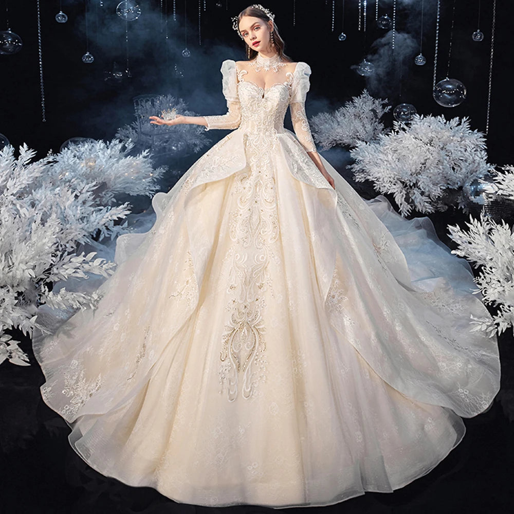Shiny Pearls  Lace Gorgeous Ball Gown
