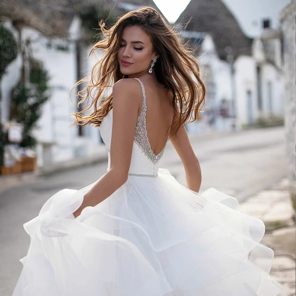 Pleat Princess Wedding Dress with Ruffles