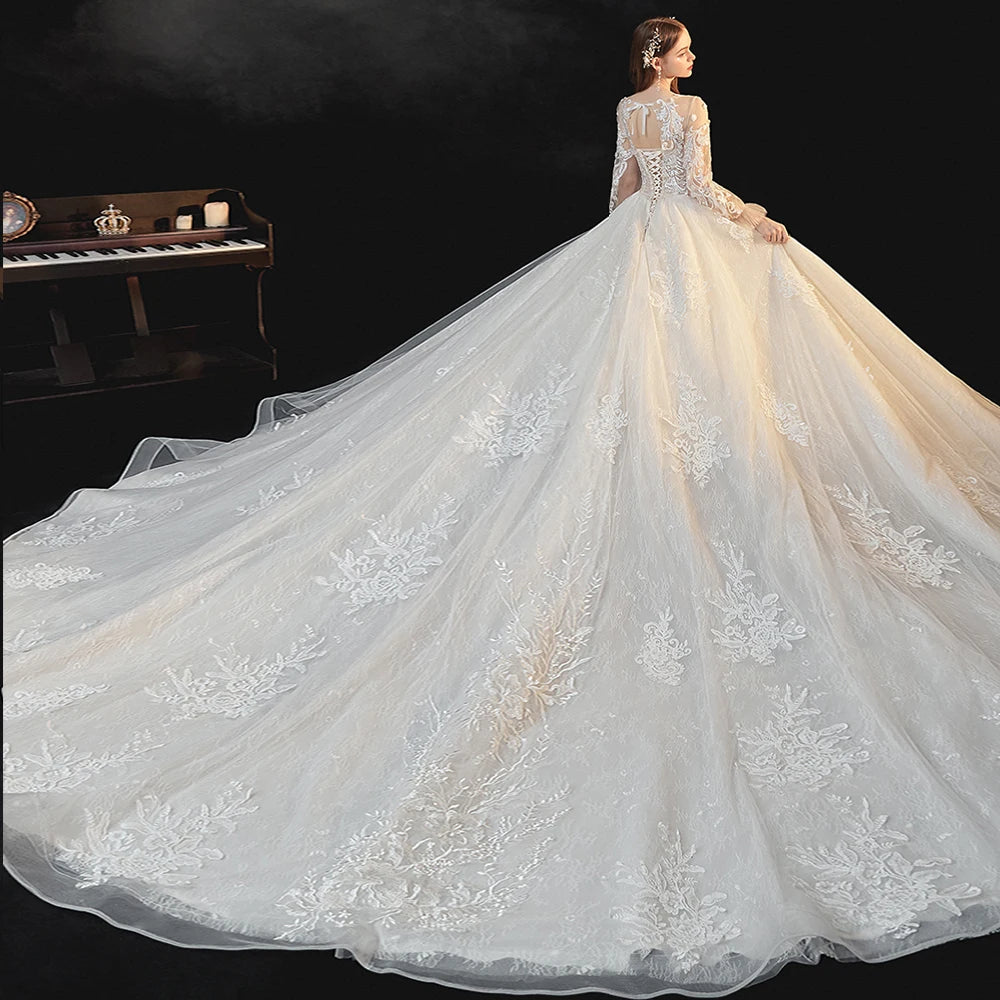 Pearls Sequined Appliques  Ball Gown Wedding Dress