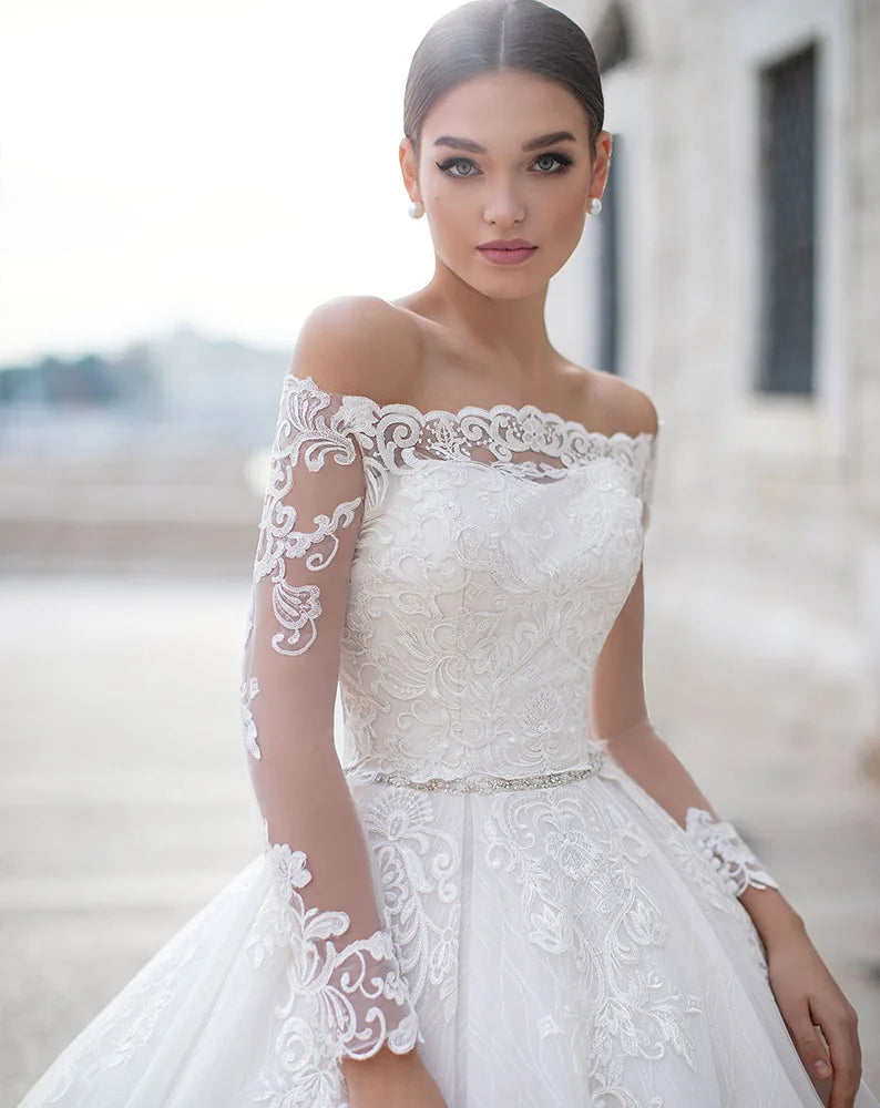 Sparkly Beading Crystal Ball Gown Wedding Dress