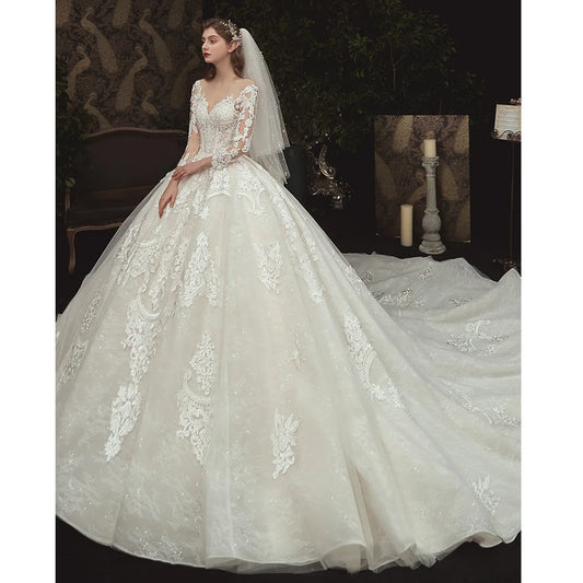 Beading Pearls ball gown dress