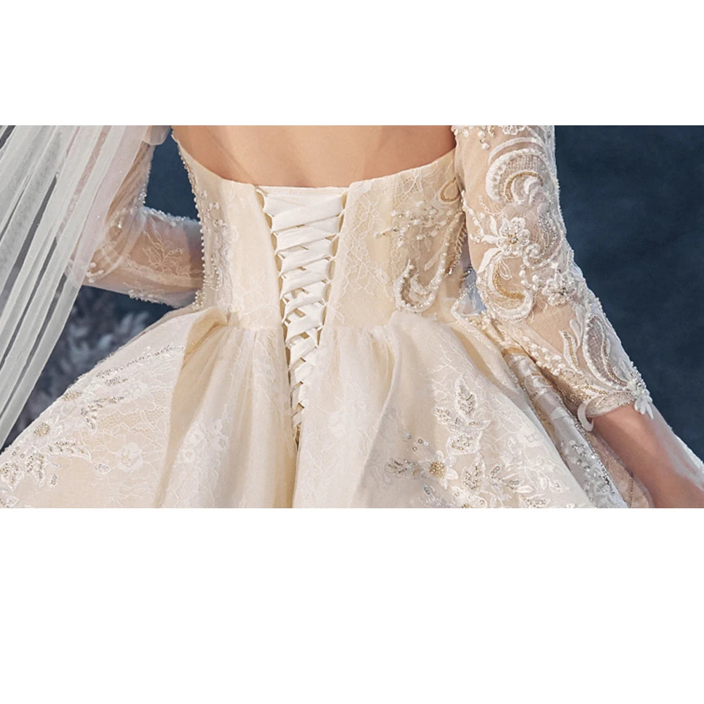 Shiny Pearls  Lace Gorgeous Ball Gown