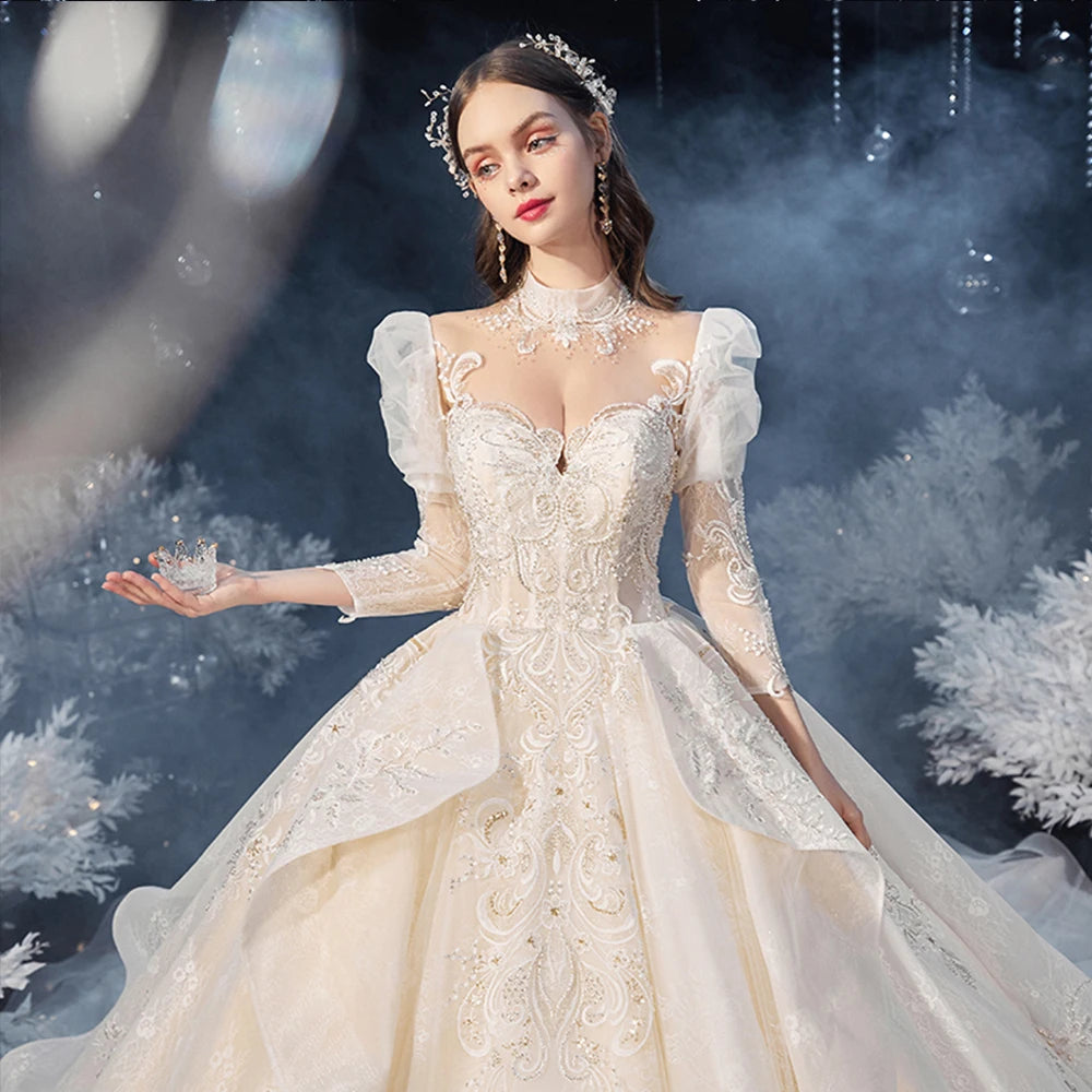 Shiny Pearls  Lace Gorgeous Ball Gown