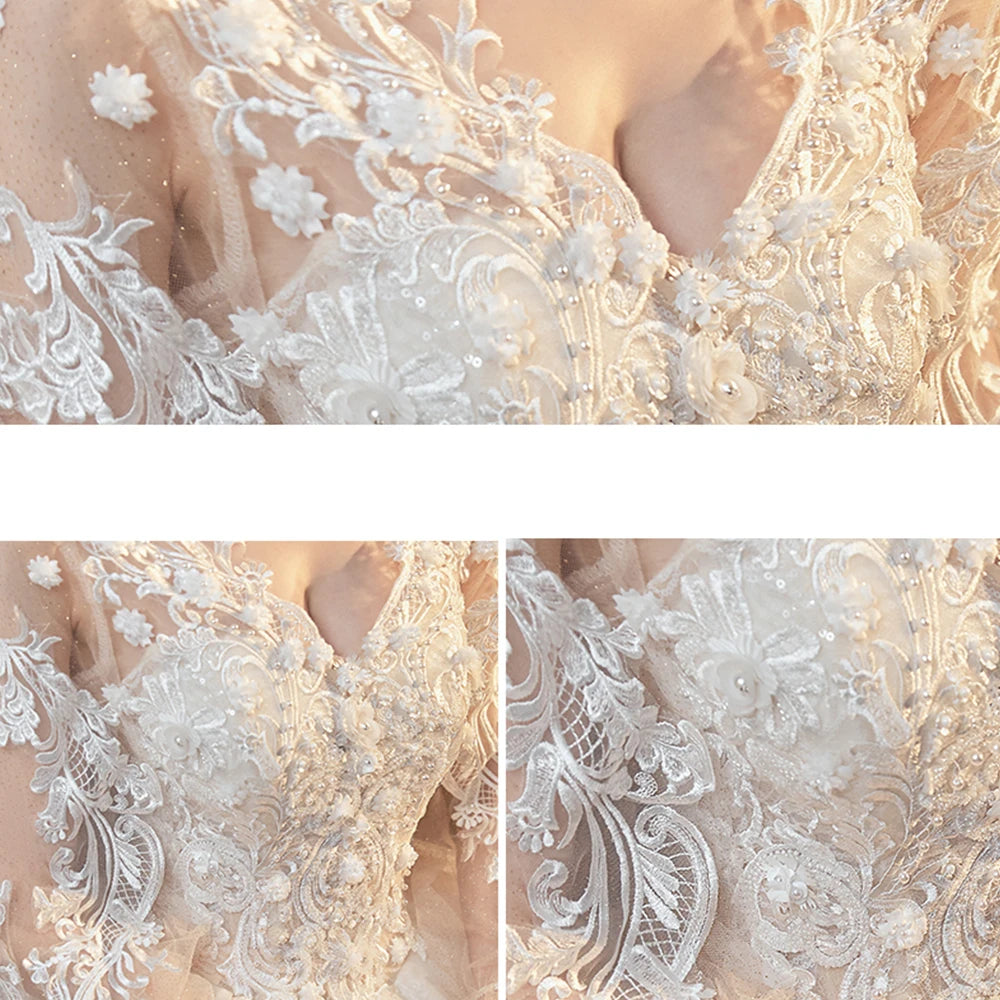 Pearls Sequined Appliques  Ball Gown Wedding Dress