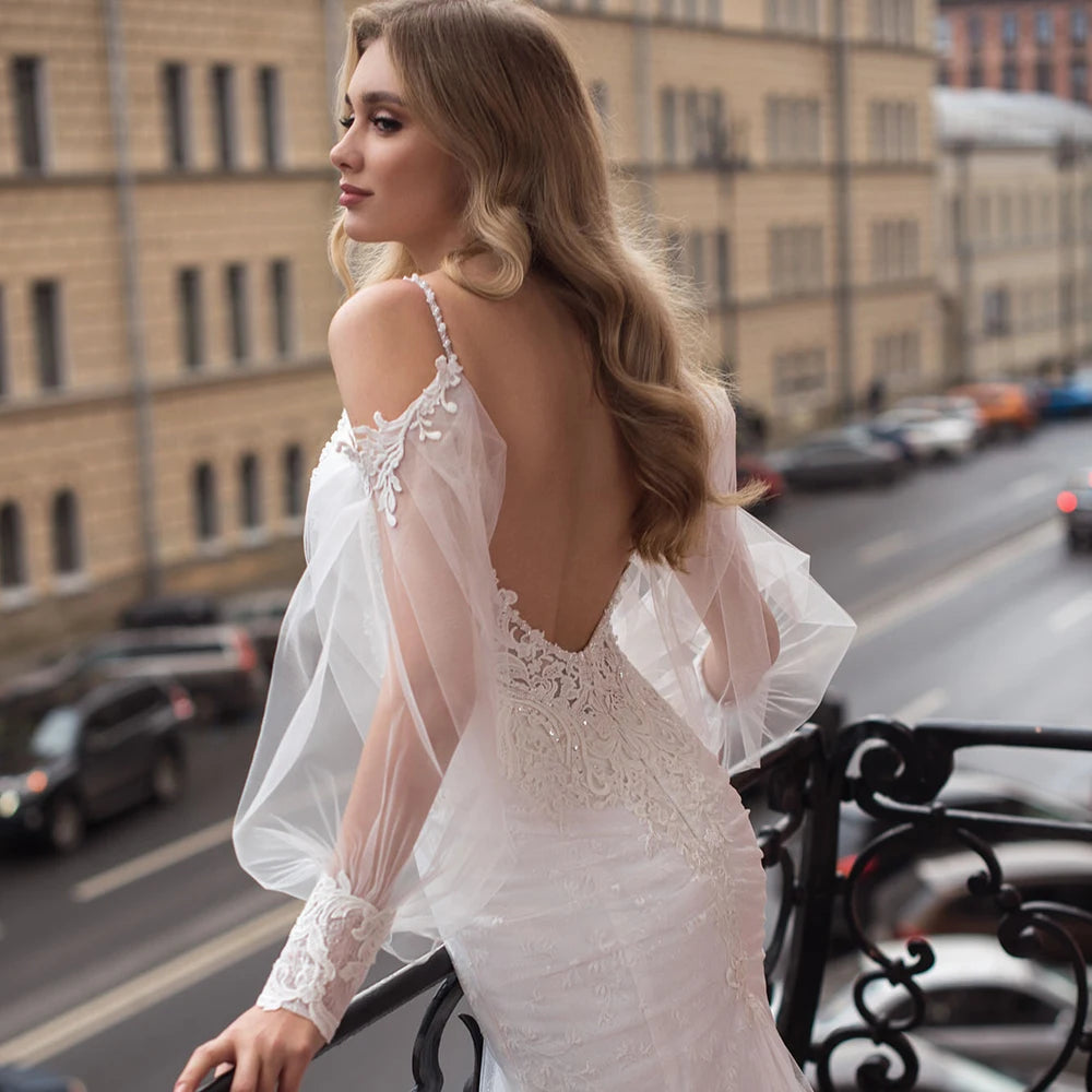 Shoulder Straps Lace Mermaid Wedding Elegant