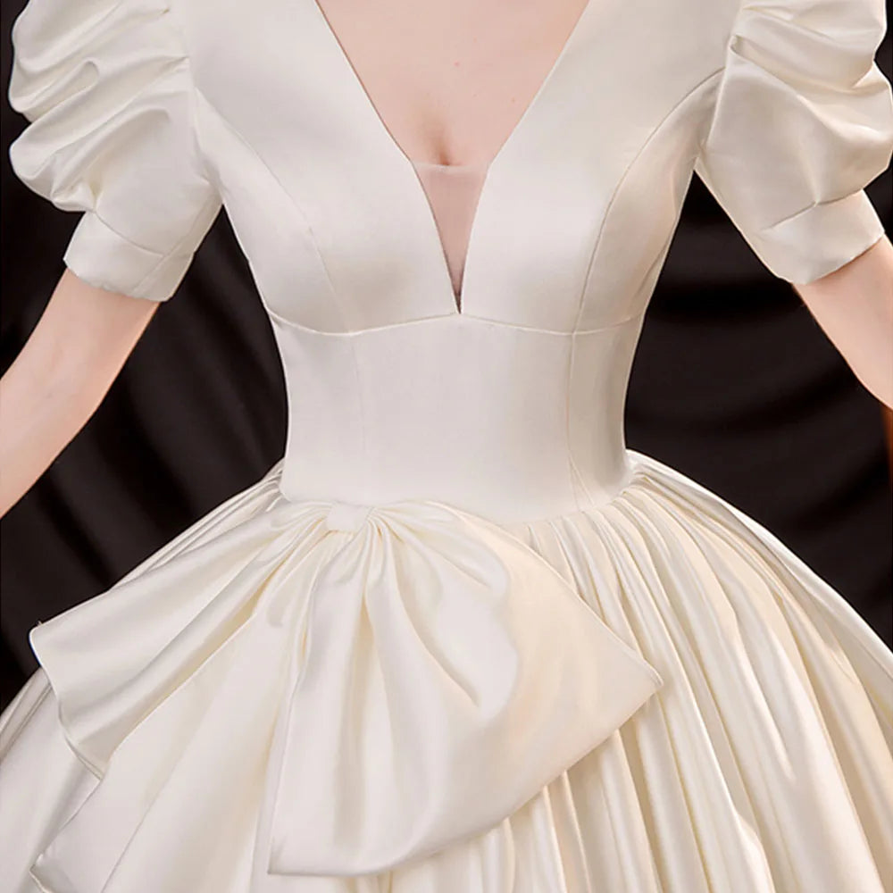 Bow Satin Ball Gown Wedding Dress