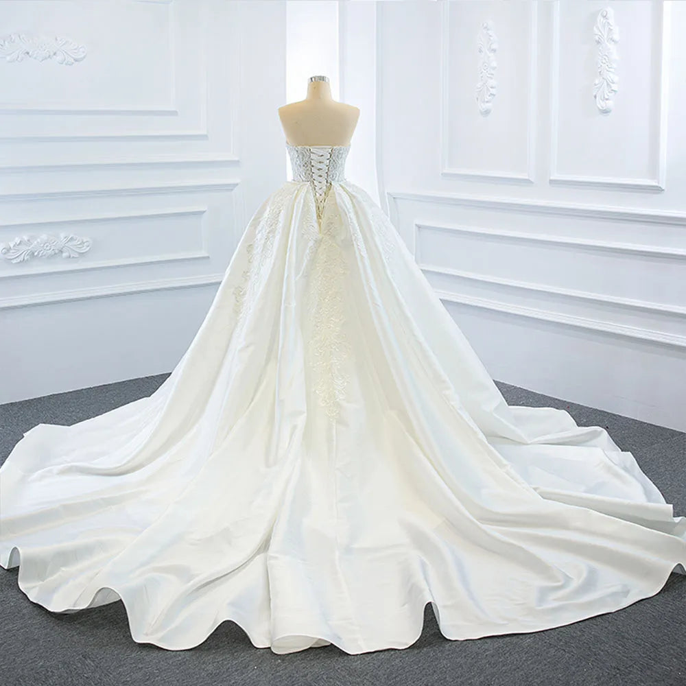 2 Pieces Mermaid Wedding Dress Satin Detachable