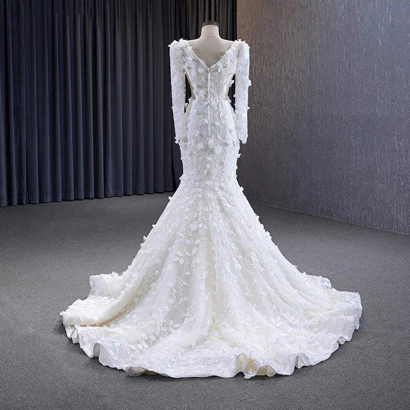 long Tulle Long Sleeve wedding dress