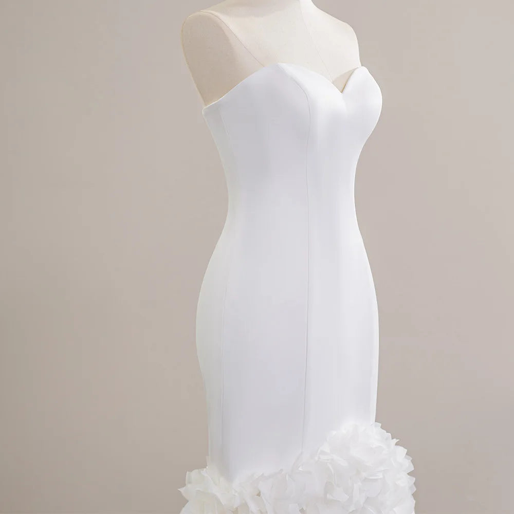 Lace Up Strapless First-Satin Mermaid Wedding Dresses