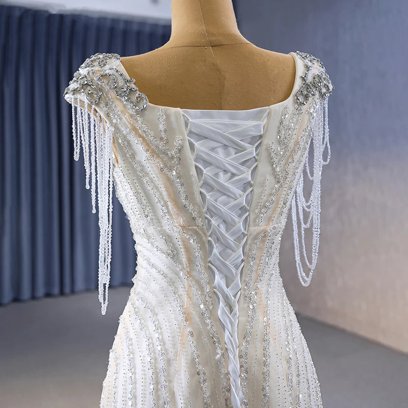 Elegant Wedding ruffled organza Mermaid 2 in 1 Detachable