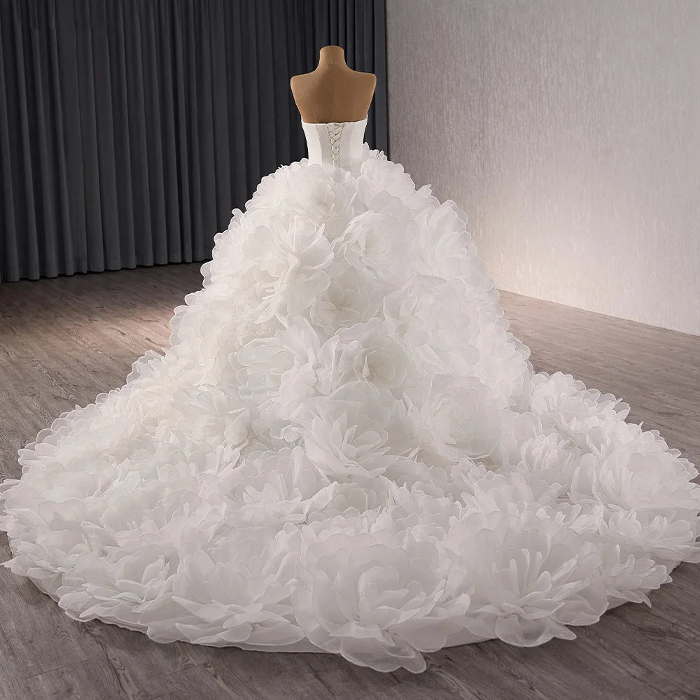 Strapless Bridal Dress Ruffles Wedding Gown