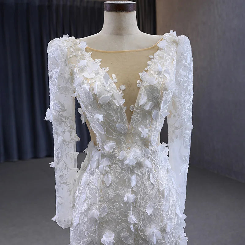 long Tulle Long Sleeve wedding dress