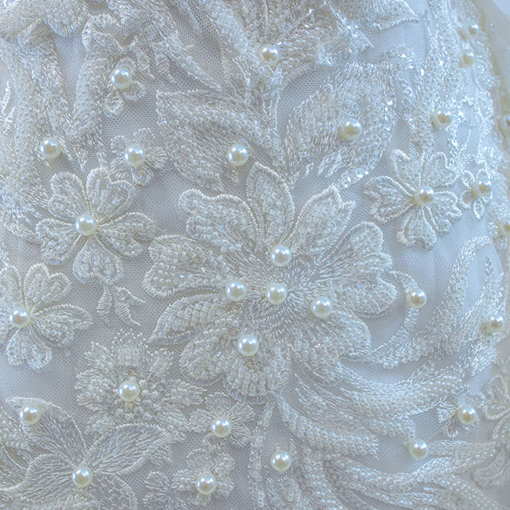 Long-Sleeve Pearls Mermaid Wedding Dresses