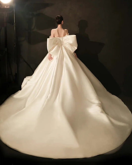 Bow Satin Wedding Dresses