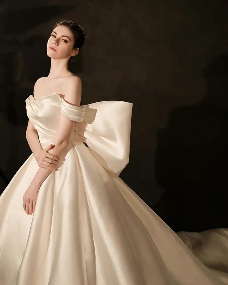 Bow Satin Wedding Dresses