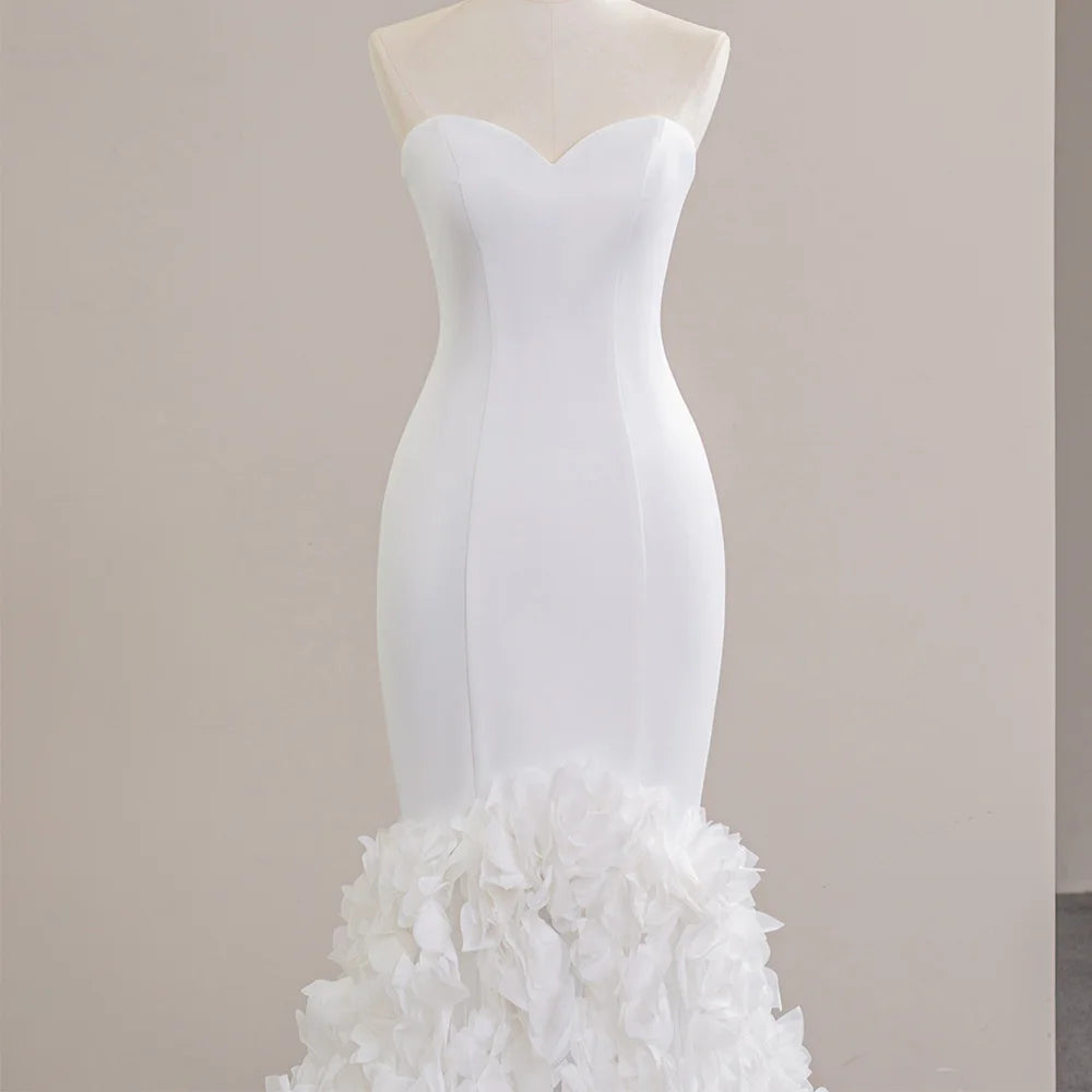 Lace Up Strapless First-Satin Mermaid Wedding Dresses