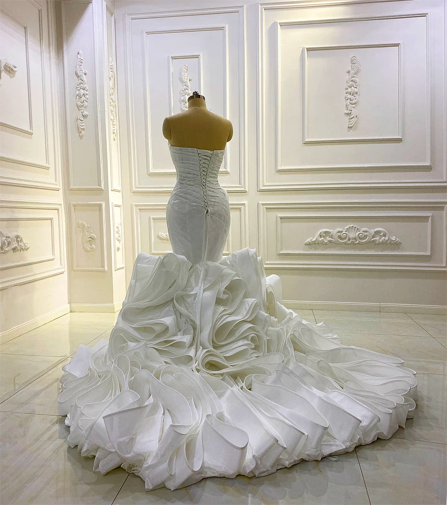 Strapless Pleated Mermaid African Wedding Dress