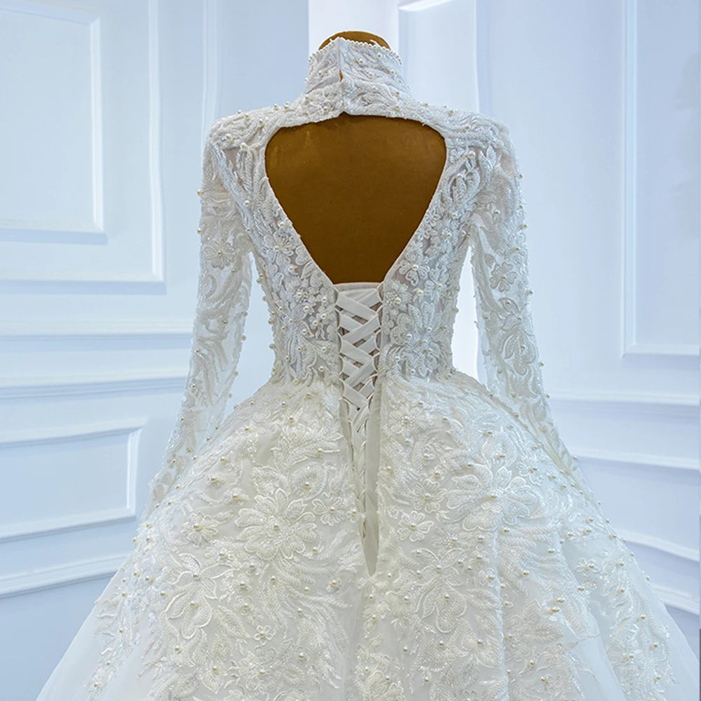 Long-Sleeve Pearls Mermaid Wedding Dresses
