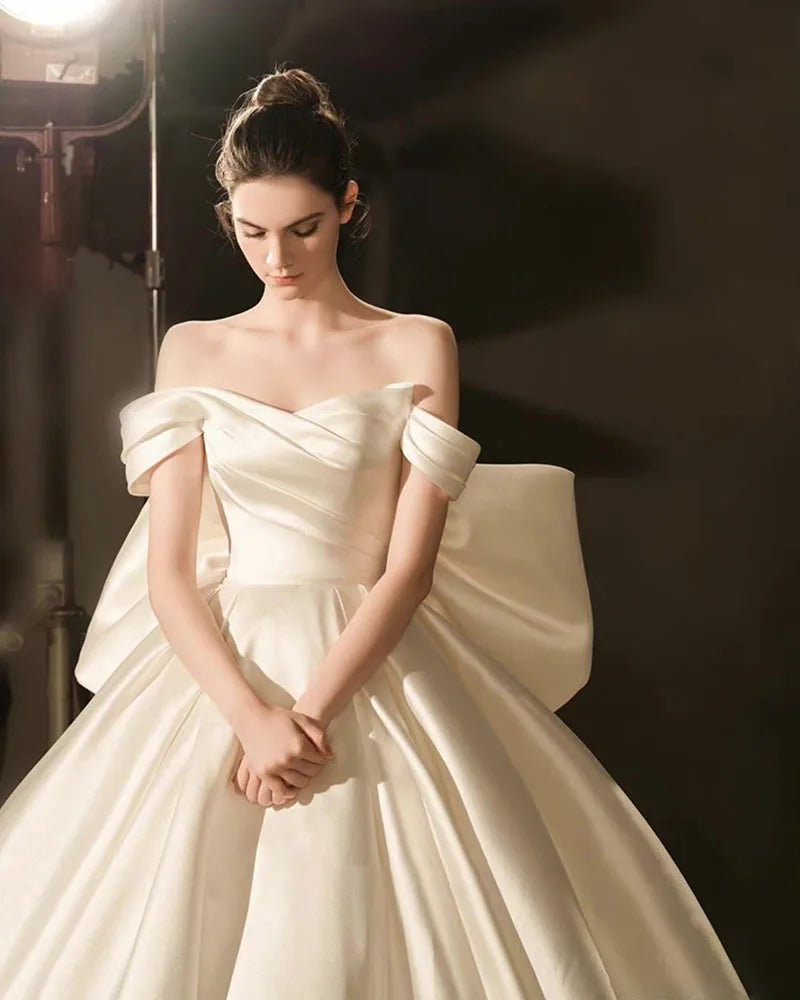 Bow Satin Wedding Dresses